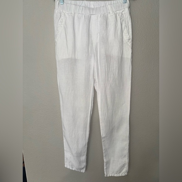 James Perse Pants - Standard James Perse Linen Crop Pull-On Elastic Waist white Pants Sz 1